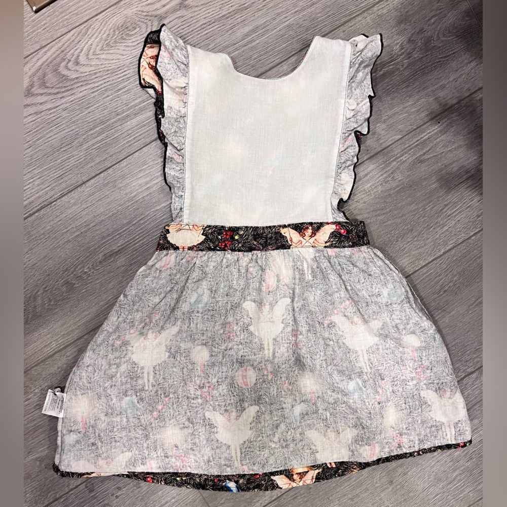 Kip & Co Flower Fairies Christmas Angel Heirloom Linen Pinafore Dress - Picture 4 of 13